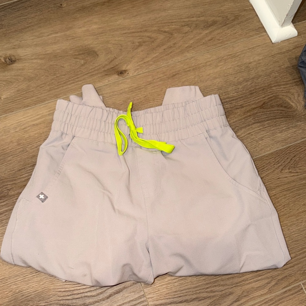 Figs Grey Joggers with Neon Yellow Accents